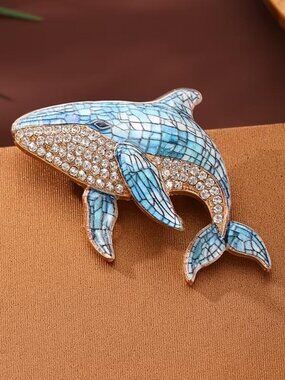 LIGHT BLUE WHALE BROOCH